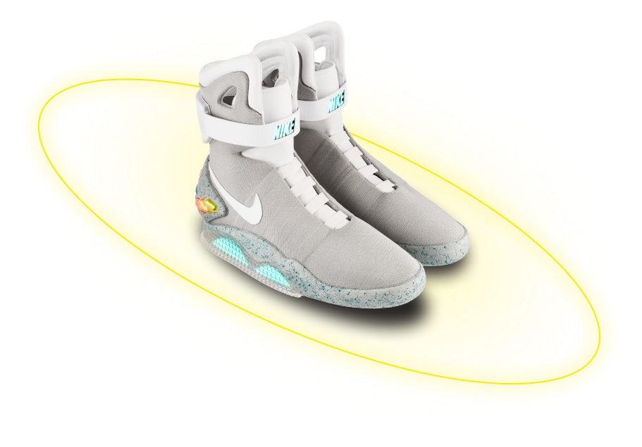Кроссовки Nike air mag над желтым кругом 